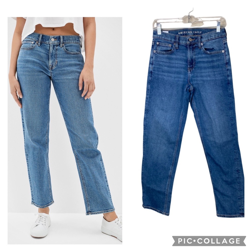 American Eagle 90’s Straight Medium Wash High Rise Relaxed Jeans Size 2 - Picture 3 of 14